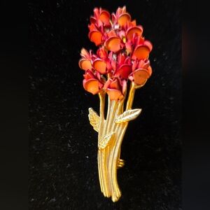 David Monn Bouquet of Red Roses Brooch Pin